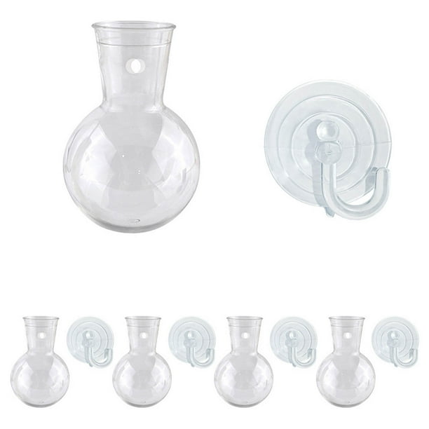 Transparent Hanging Vase Home Wall-mounted Fish Tank With Suction Cup Flower Arrangement Green Water Vase