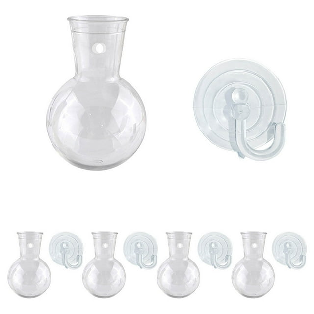 Aodebiao Transparent Window Vase Bulb Style - Suctions to Windows and Mirrors, Holds Bouquet of Flower Stems, Greenery and Water, Clear Flexible Transparent