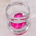 thumbnail image 4 of Anillo de dedo de cristal rosa con piedra natural, cabujón ovalado CAB, ópalo blanco, rodonita, malaquita, ónix, anillo ajustable para mujer y hombre, 4 of 5