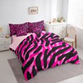 thumbnail image 3 of Manfei Zebra Striped 7-Piece Bedding Comforter Set,Woodland Animal King Bedding Sets,Pink Black Bed Sheets For Teens Girls,Super Cozy Room Decor Reversible, 3 of 8