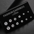 thumbnail image 2 of Merryso 12/6 Pairs Classic Rose Shape Cubic Zirconia Stud Earrings Women Jewelry Set--6pcs--Black--Product code 82996 6pcs Black, 2 of 5