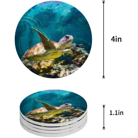 

ZHANZZK Sea Turtle Set of 8 Round Coaster for Drinks Absorbent Ceramic Stone Coasters Cup Mat with Cork Base for Home Kitchen Room Coffee Table Bar Decor