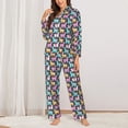 thumbnail image 2 of Picia Colorful Alpaca Pattern Women’s Long-Sleeve Sleepwear Set - Soft 2-Piece Loungewear with Pockets, Comfy PJs for Relaxing Nights-Large, 2 of 7
