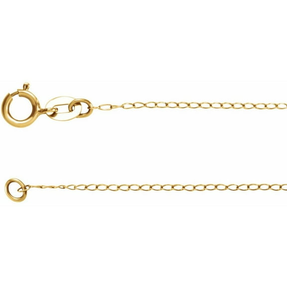 14k Yellow Gold 1mm Solid Small Curb Chain Necklace Fine Jewelry for Women Gifts for Her, 16"