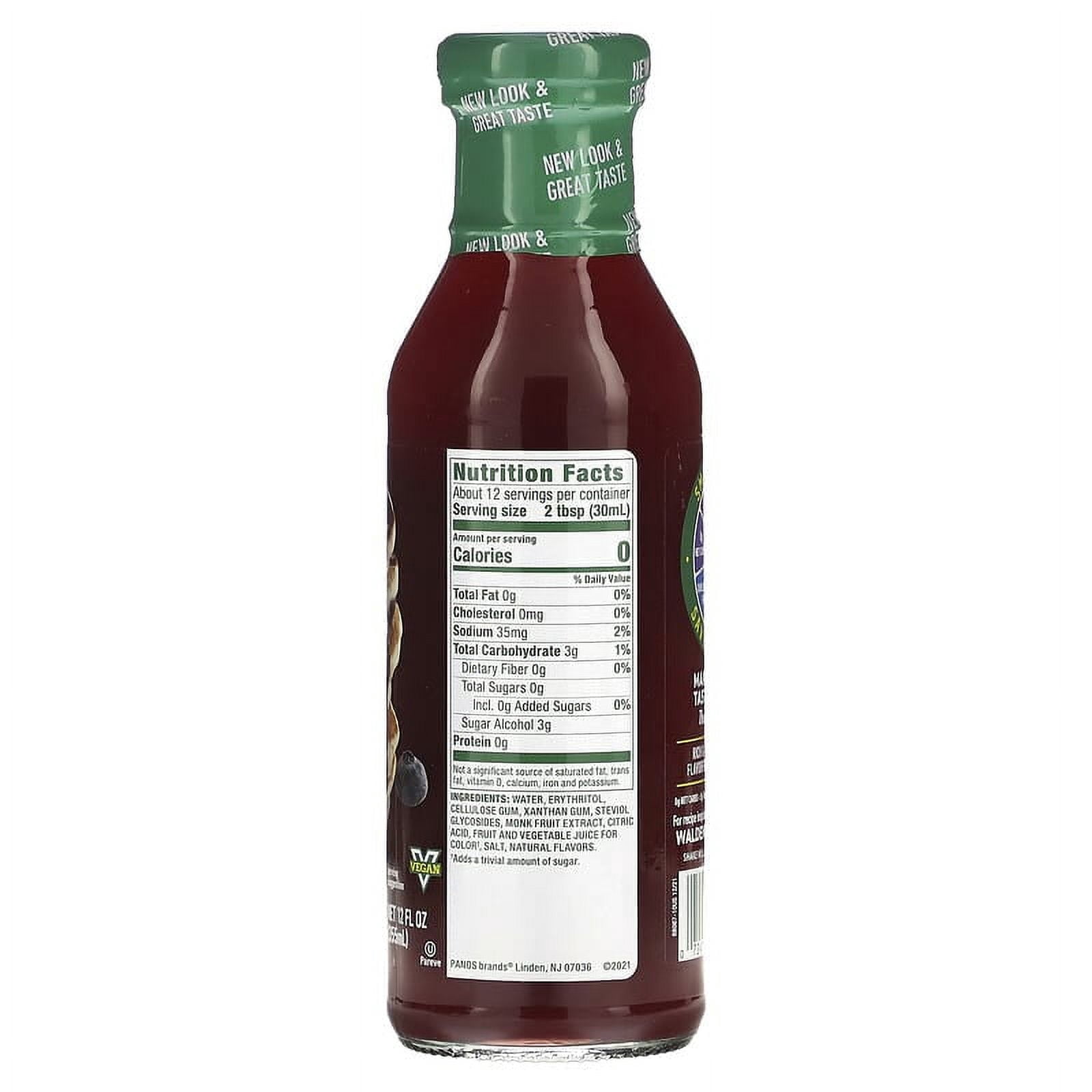 Walden Farms Blueberry Sugar Free Syrup For Pancakes, Waffles, French Toast, And Fresh Pastries, 0G Net Carbs, Calories, Fat, Or Gluten, Kosher Certified, 12 Oz. Bottle, 2 Pack