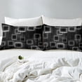 thumbnail image 5 of Geometric Sheets King Size,Black Gray Neon Light Bed Sheets Set For Kids Boys Girls Room Decor,Gradient Cubes Plaid Grid Lines Sheet Set Modern Art Bed Set, 5 of 7