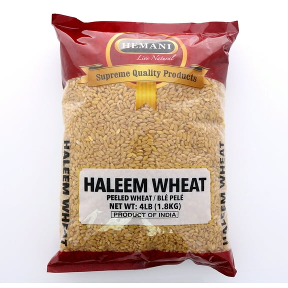 HEMANI Haleem Wheat, 4LB (1.8 kg) - High Nutritional Content - 100% Natural, Pure & Fresh, Haleem Wheat Golden - Perfect for Haleem - Vegan - NON GMO - Indian Origin