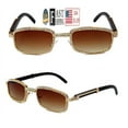 thumbnail image 2 of Mens Hip Hop Square Gold Frame Migos Woodgrain Sunglasses, 2 of 2