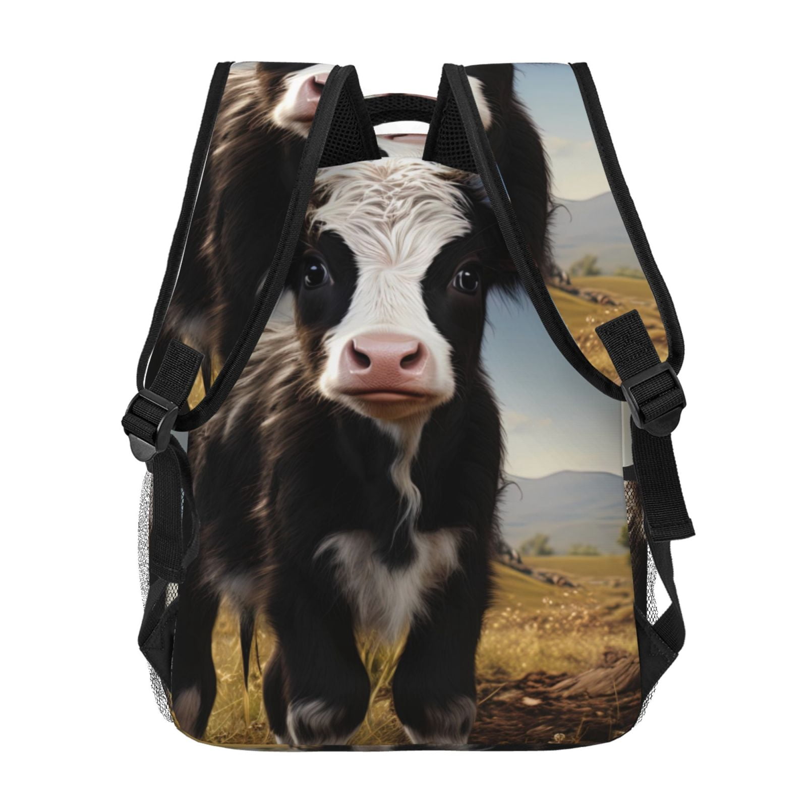 Ratiio Cute Prairie Cow Print Eco-Friendly Casual Backpack, Water-Resistant Polyester Canvas Daypack with Smooth Zippers, Comfortable & Durable Travel Bag with Laptop Compartment