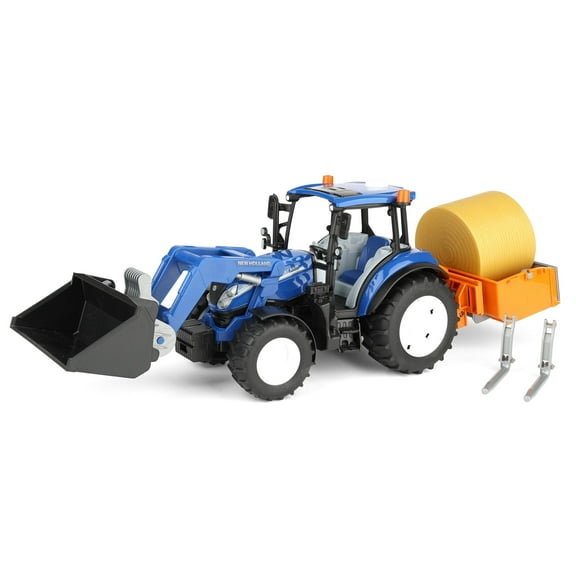 Bruder 1/16 New Holland Powerstar T5.120 Tractor with Front Loader, Loading Box, Forks & Round Bales 09861