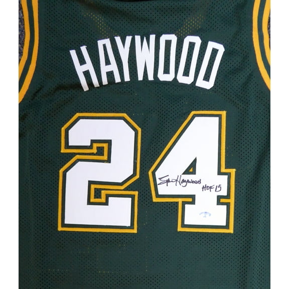 Seattle Sonics Spencer Haywood Autographed Green Jersey "HOF 15" MCS Holo 104224