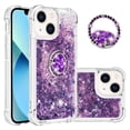 thumbnail image 1 of Funda para iPhone 13 con Brillo Líquido Flotante, Purpurina, Parachoques y Anillo Giratorio Soporte, 1 of 5