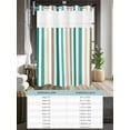 thumbnail image 6 of No Hook Cloth Fabric Shower Curtain with Snap in Liner, Teal Brown Stripe Waterproof Shower Curtains Set with See Through Top Window, Gradient Geometric Vertical Striped Bath Curtains Shower 48"x72", 6 of 6