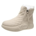 thumbnail image 2 of Women's Snow Boots Comfortable Thick Soled Nonslip Warm Fashion Short Boots Zipper Waterproof for Hiking Trail Outdoor Work Ladies , Beige, 36, 2 of 8