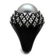 thumbnail image 4 of Luxe Jewelry Designs Women's Black IP Stainless Steel Ring with Gray Synthetic Pearl and Round Clear, 4 of 4