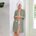 thumbnail image 5 of Lightweight Robes for Women Zipper Soft Summer Housecoats for Women Zipper Front 3/4 Sleeve Knee Length Loose Fit Sleepwear Nightgown with Pockets Army Green XXL, 5 of 6