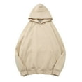 thumbnail image 2 of Womens Hoodies Casual Hoodie Women Women Solid Basic Letter Loose Hoodie Sweatshirt Long Sleeve Pocket Drop Shoulder Pullovers Top Beige - S, 2 of 8