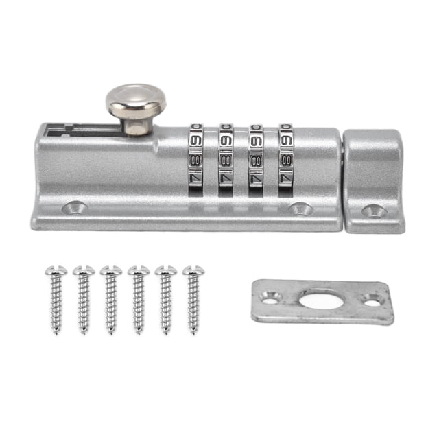 Gate Lock?Combination Locking Bolt?Durable Rust Resistant Coating 4 Digit?for Pool Gate Fence Farm (Silver)