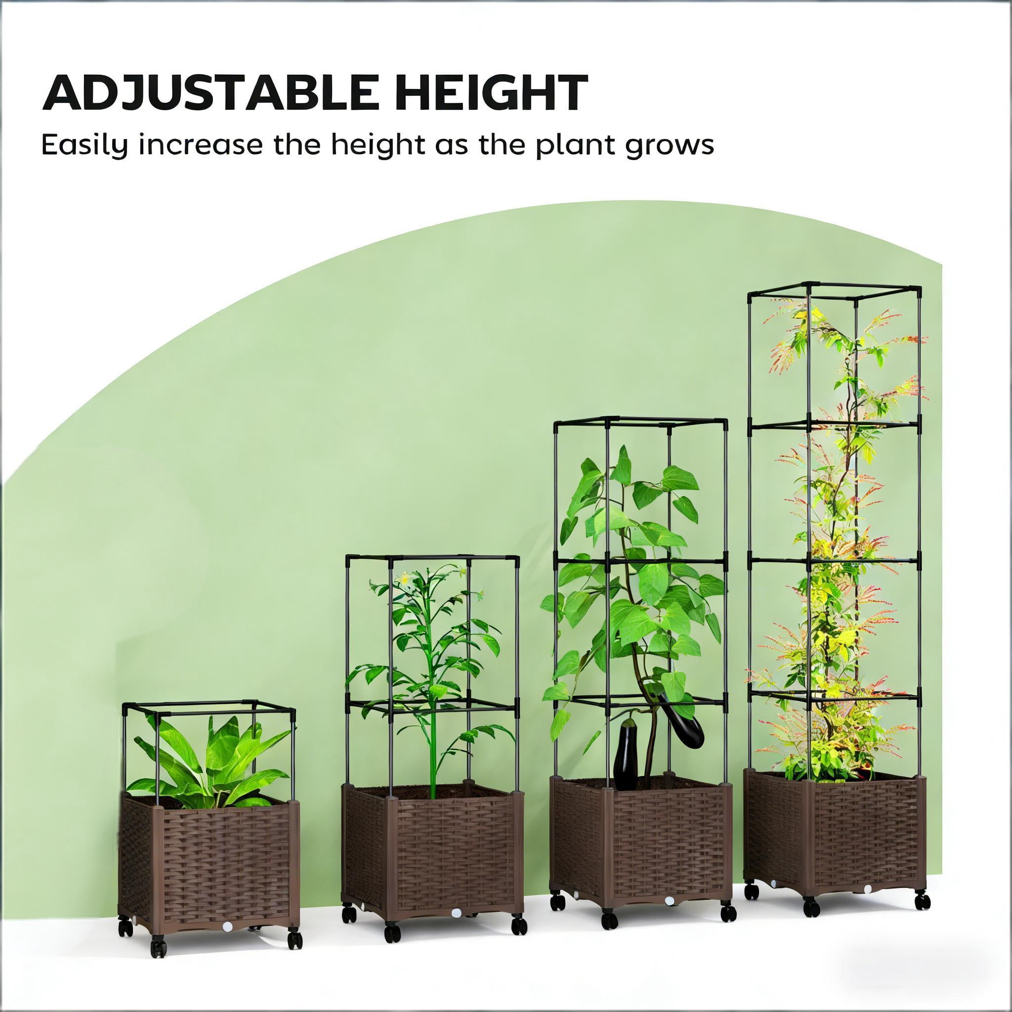 Plant Cage Raised Garden Bed Mobile Trellis Plant Bed