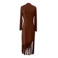 thumbnail image 4 of Bohemian Velvet Fringe Maxi Dress, Vintage V-Neck Long Sleeve Bodycon Dress for Country Outfits, 4 of 5