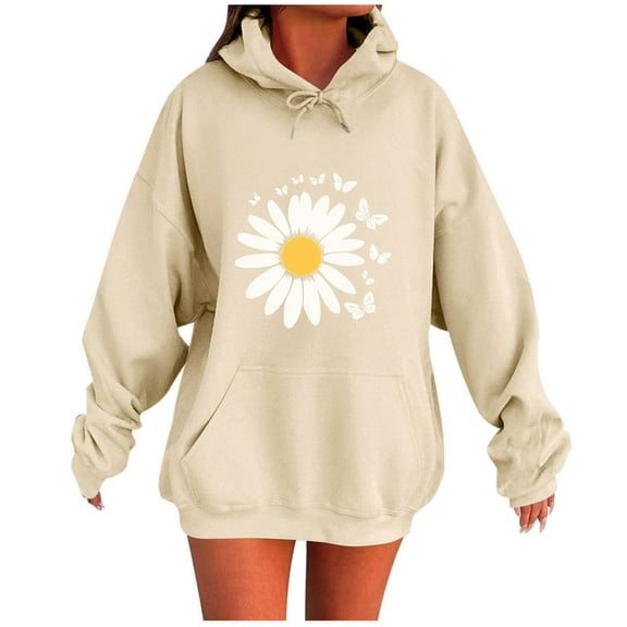 Makaor Cute Hoodies for Women Tunic Sweatshirt with Pockets Fleece Long Sleeve Pullover Graphic Oversized Tops