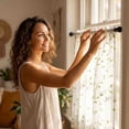 thumbnail image 4 of Embroidered Leaf Window Valance 52x16 Inch Single Panel, Full Embroidery Sheer Curtain Top Rod Pocket, 4 of 8