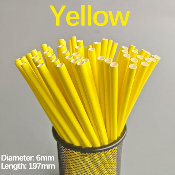 DPTALR Paille en Papier Dégradable Jetable pour Boisson Fête Dessert Décoration de Gâteau (50 Pcs)