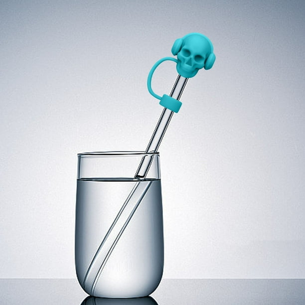 Halloween Skull Straw Cap Cup Food Grade Silicones Ice Cup 10MM Silicones Straw Sleeve