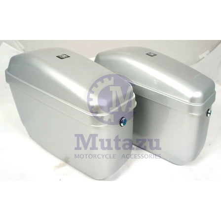 Mutazu Silver GA Universal Motorcycle Hard Saddlebags for Harley Suzuki Victory Honda Yamaha