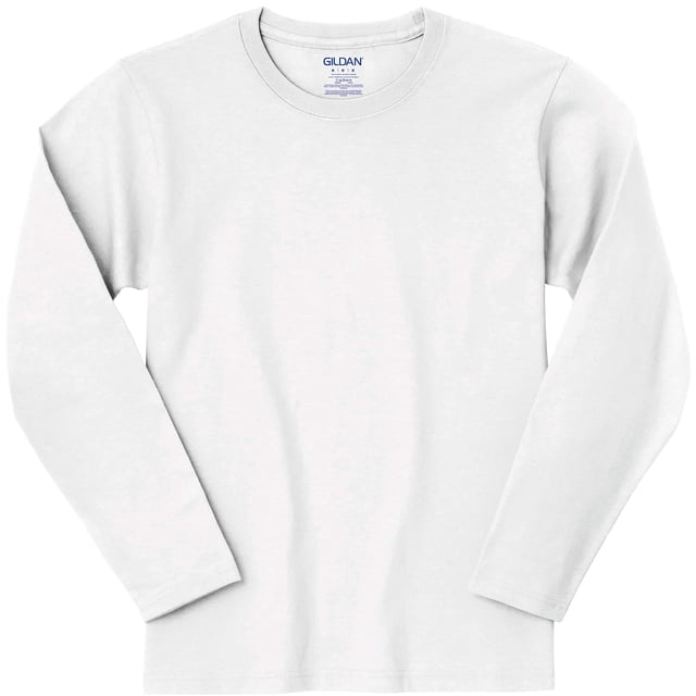 Gildan 12 Pack Manches Longues Col Rond Adulte T-Shirt Blanc