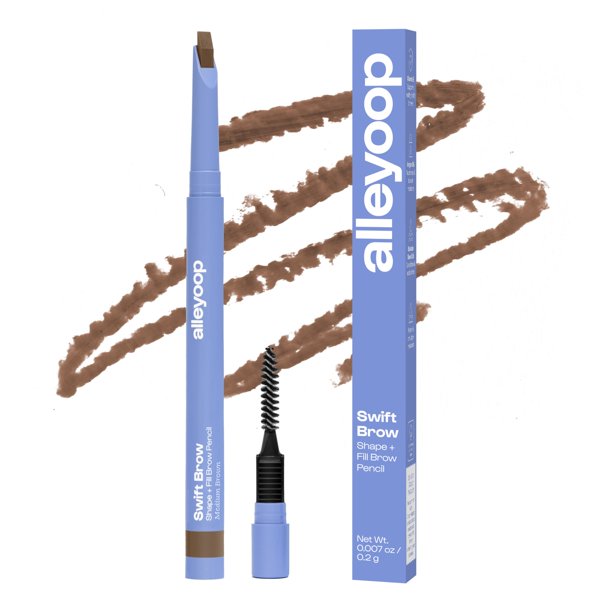 ALLEYOOP Swift Eyebrow Definidor de cejas todo en 1 con sacapuntas incorporado y cepillo carretel resistente al agua y a las manchas y lápiz de cejas para mujeres Acabado mate natural Vegano sin cruel