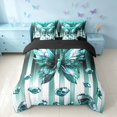 thumbnail image 3 of Homewish Glowing Butterfly Queen Bedding for Girls, Bling Stars Diamonds Bedding Comforter Set Queen, Cyan White, Black Reversible, 7-Piece, 3 of 7
