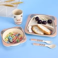thumbnail image 4 of ACDANC 2026 New 5Pcs/Set Bamboo Kids Dinnerware Set - Children Dishes - Bpa Free Food Plate Bowl Cup Spoon Fork Set Dishware,Cartoon Tableware - Panda, 4 of 7