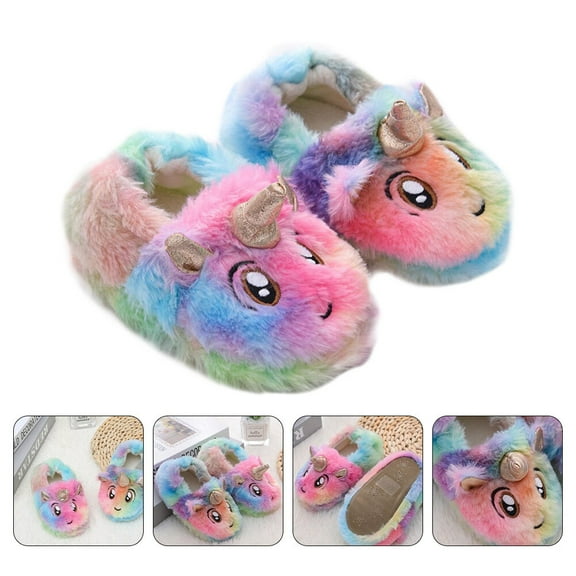 FONWILYO Slippers For Kids Winter Warm Shoes Rainbow 1 Pair 9/10 Size