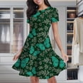 thumbnail image 2 of Butterfly Floral Pattern Women's Classic Swing Skater Dress Casual Work Party Cocktail Dresses, 2 of 6