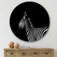 thumbnail image 2 of Designart 'Sideview Of Zebra In White and Black' Farmhouse Circle Metal Wall Art 36x36 - Disc of 36, 2 of 5