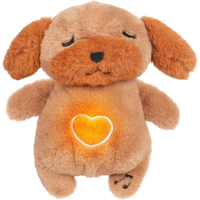Soothe Snuggle Dog Plush, Soothing Breathing Dog Stuffed Animal for Anxiety Adults and Kids, Realistic Breathing Motion and Lights Music