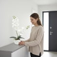 thumbnail image 5 of CasaVibe 42cm White Real Touch Orchid Artificial Flowers, 12 Blooms 2 Stems Potted in Ceramic Pot with Real Stones - Fake Plant for Home Decor Indoor, 5 of 9