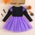 thumbnail image 5 of Vividxx Toddler Girl Halloween Dress Pumpkin Print Tulle Dress Long Sleeve Ruffle Mesh Tutu Dress Fall Party Outfit for Kids 18-24 Months, 5 of 9
