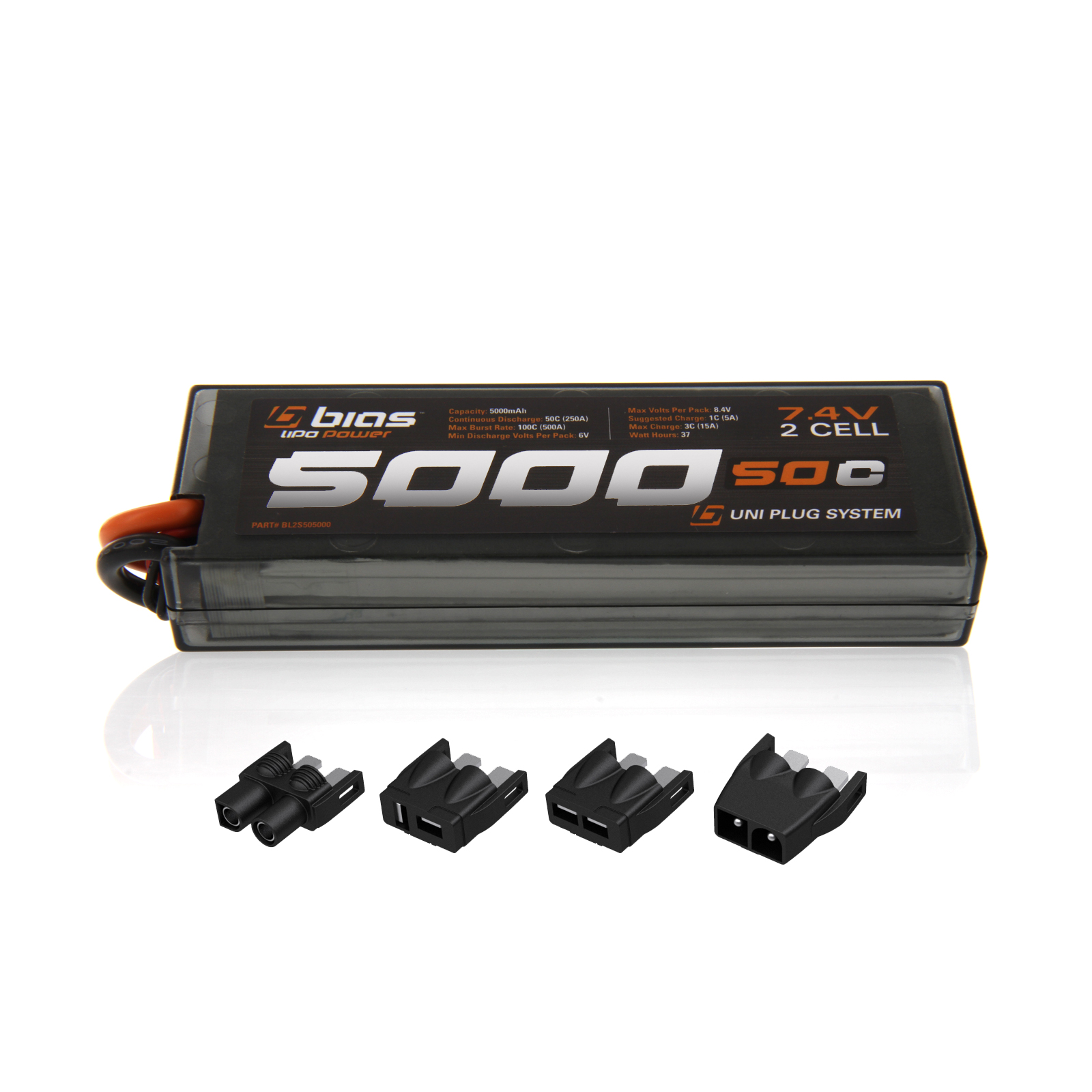 Bias LiPo Battery for Traxxas Bandit VXL 1/10 50C 2S 5000mAh 7.4V with