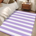 thumbnail image 5 of Purple Striped Large Area Rugs for Bedroom Living Room, Soft Non Slip Carpet Bedside Rug, Modern Farmhouse Purple White Stripes Rectangular Floor Cover Kitchen Accent Rug 4'x6' for Dining Room/Office, 5 of 9