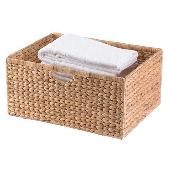 10 x 21 x 16 in. Foldable Natural Water Hyacinth Storage Bin, Brown - Large