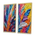 thumbnail image 3 of Designart "Colorful Feathers Painting with Rough Texture I" Feathers Framed Wall Art Set Of 2 - Modern Multicolor Gallery Wall Frame Set For Home Decor, 3 of 6