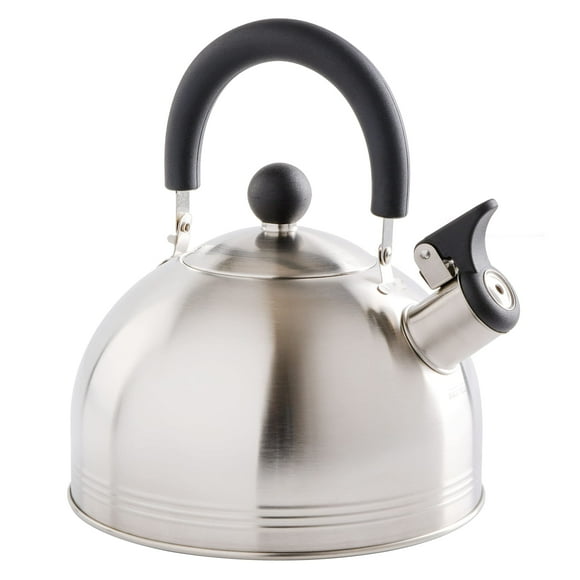 Mr. Coffee Carterton Tetera con silbido de acero inoxidable, pulido tipo espejo de 1,5 cuartos
