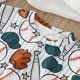 thumbnail image 4 of Gibobby Mameluco niña con estampado de béisbol de dibujos animados de manga corta para niños y niñas, ropa para recién nacidos(Blanco, 6-9 Meses), 4 of 5