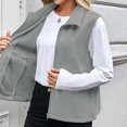 thumbnail image 3 of Women Lapel Fuzzy Fleece Vest Casual Sleeveless Zip Up Jacket Travel Holiday Outerwear with Side Pockets Gray S, 3 of 8