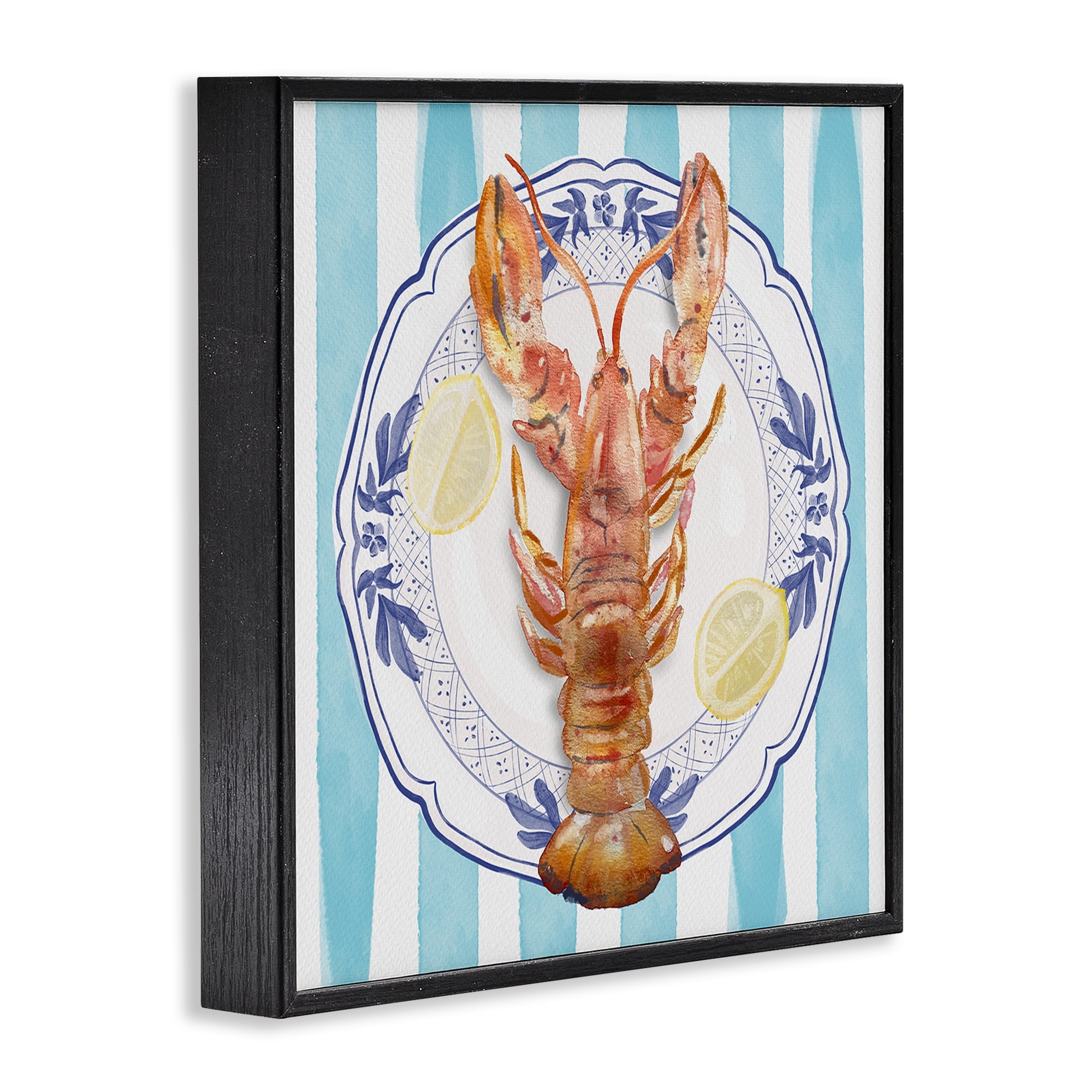 Stupell Industries Lobster Seafood Plate Black Framed Giclee Art, design by Christie Adams