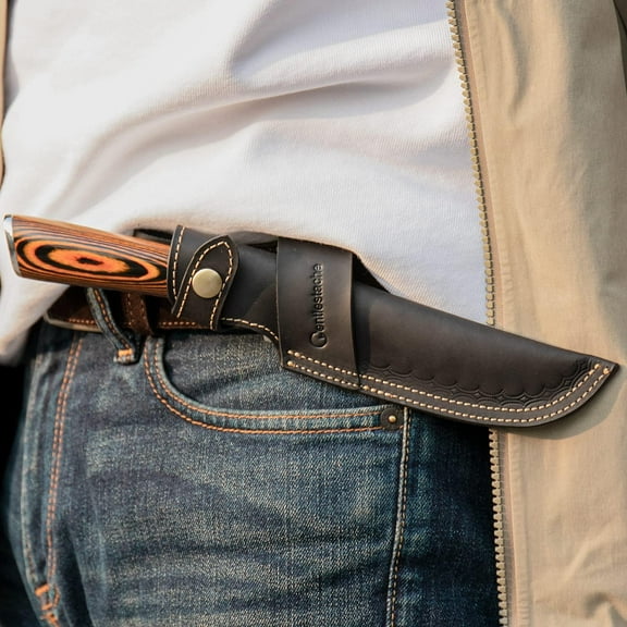 DASAW-5 Inch Blade Knife Sheath, Horizontal & Vertical Carry, Quick Access, Black Leather Knife Holster