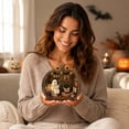 thumbnail image 4 of YAMB 2D Layered Wooden Pumpkin Ghost Ornament, Dimensional Cutout Tabletop Decor with Detachable Stand, Cute Spooky Style Decoration with Ghost & Black Cat Scene for Bedroom Home Display, 4 of 7
