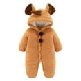 thumbnail image 1 of AherBiu Baby Newborn Winer Clothes Hooded Bodysuits Fleece Lined Jumpsuits Warm Thick Rompers Infant Toddler Rompers Solid Color, 1 of 5
